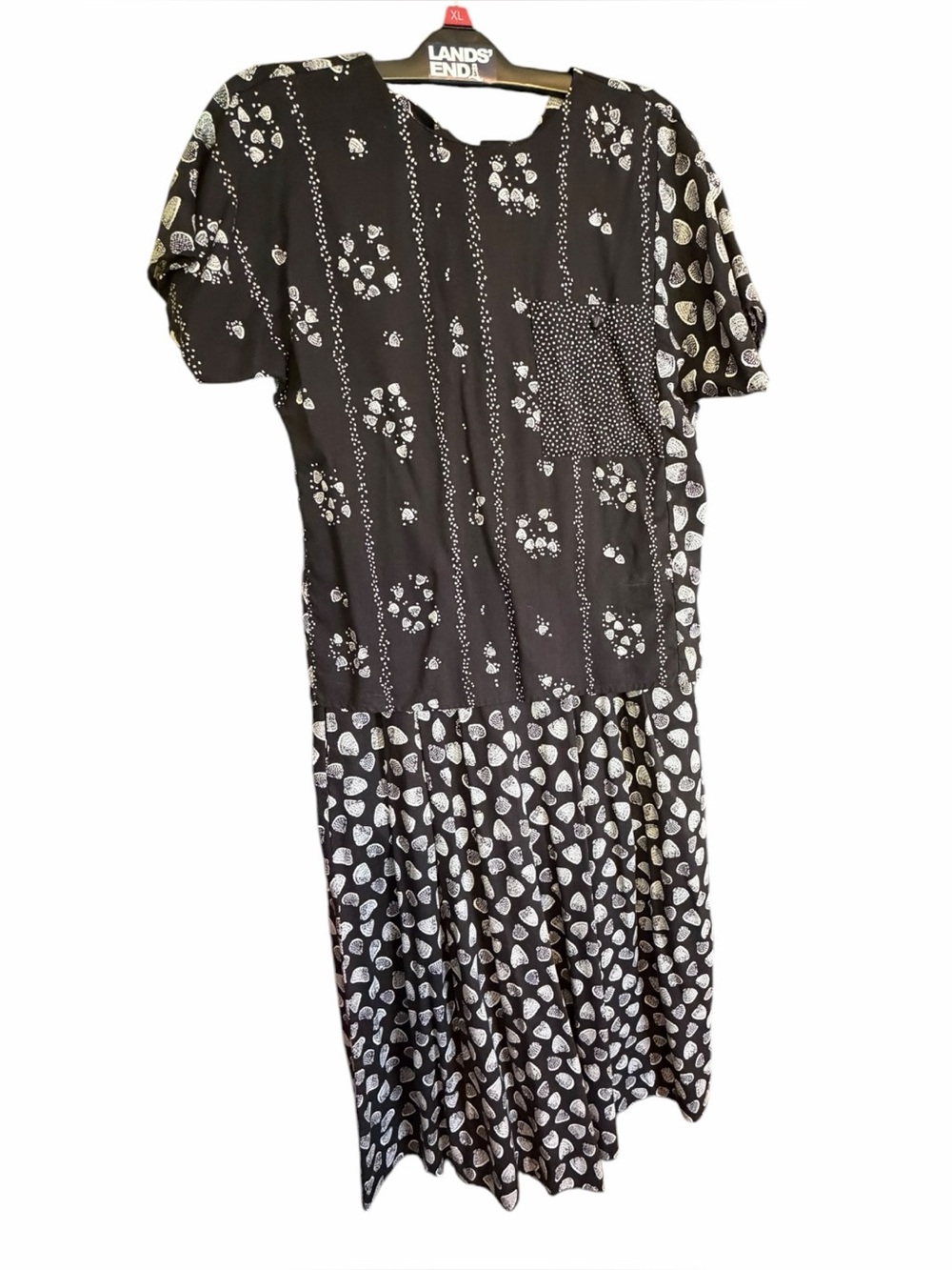 Leslie Fay Sportswear 90s Seashell Black White Walking Suit Culotte Sz 6 & 10